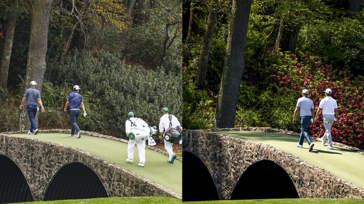 PGATour's tweet photo. November 🍂
April 🌸

Beauty comes in many forms at #theMasters https://t.co/4TruPeTGiI