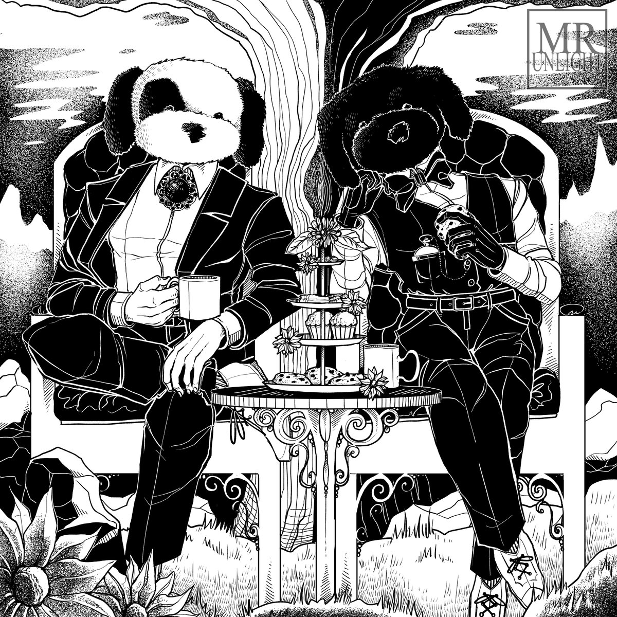 ▪️ Teatime 🐶☕️
▪️ Level 5 Illustration 
▪️ Heads based off the stuffed toys me and my sister have owned since we were children✨

#digitalart #conceptart #teatime #characterdesign #ArtistOnTwitter