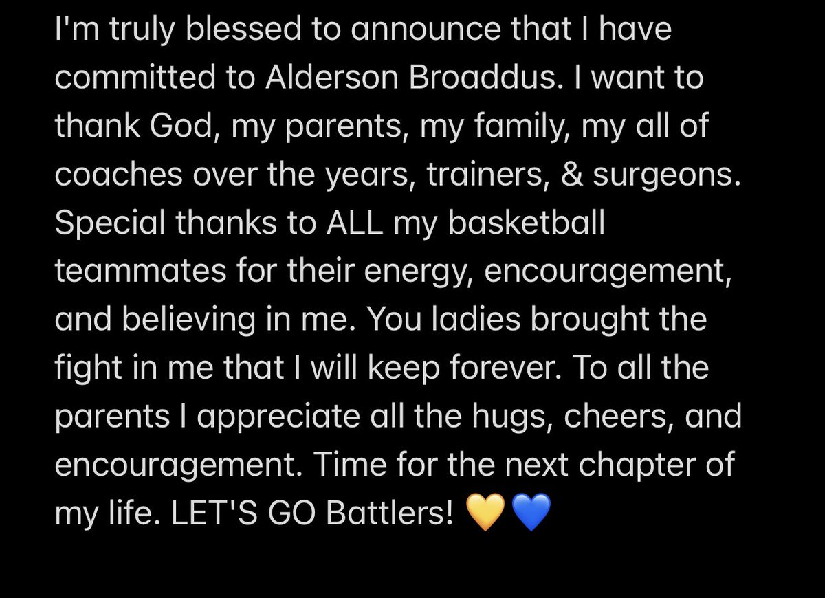 Committed!!💛💙 <a href="/BattlersWBB/">Alderson Broaddus University WBB</a>