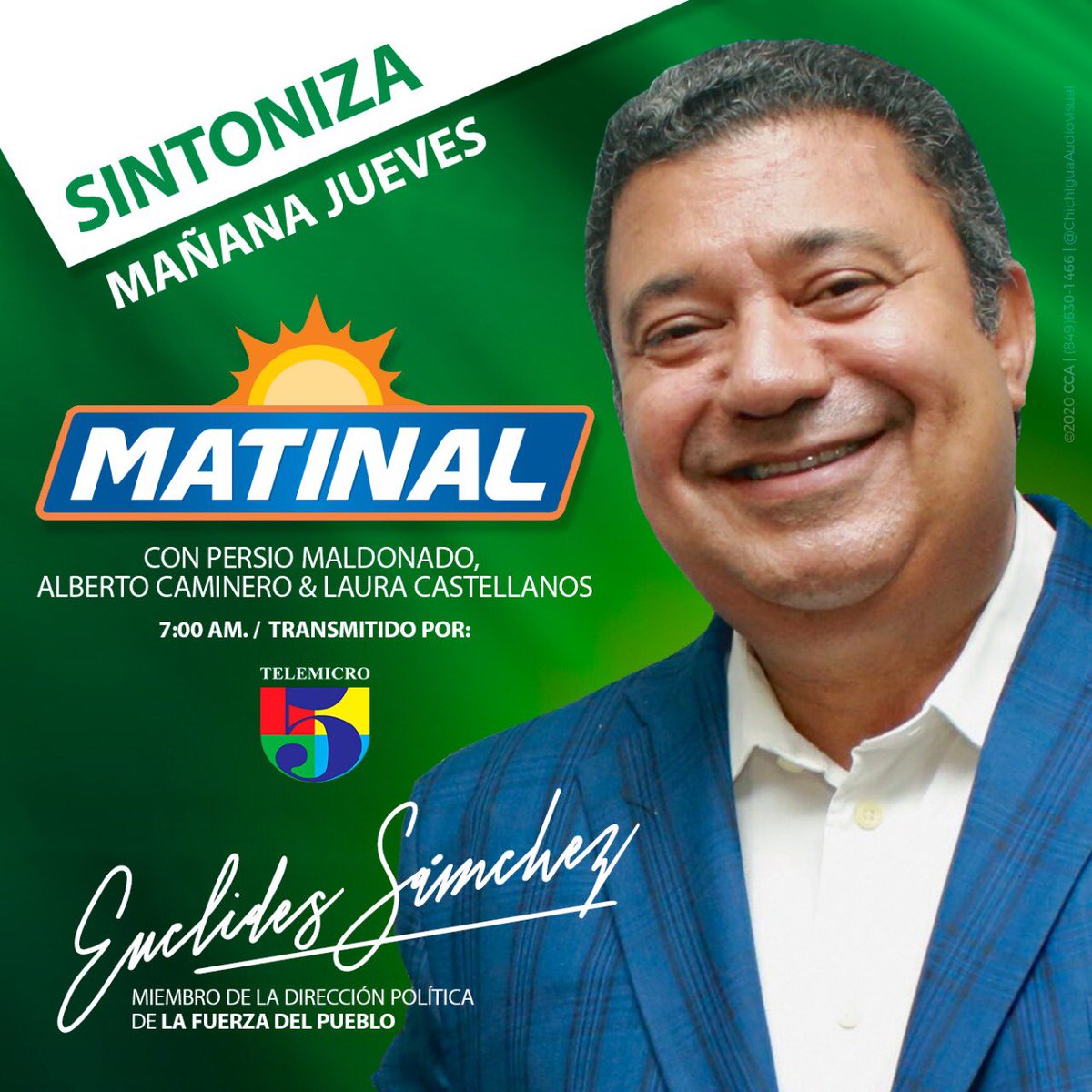 Mañana a las 7:00 am. Estaré en el programa Matinal 5, de TELEMICRO.