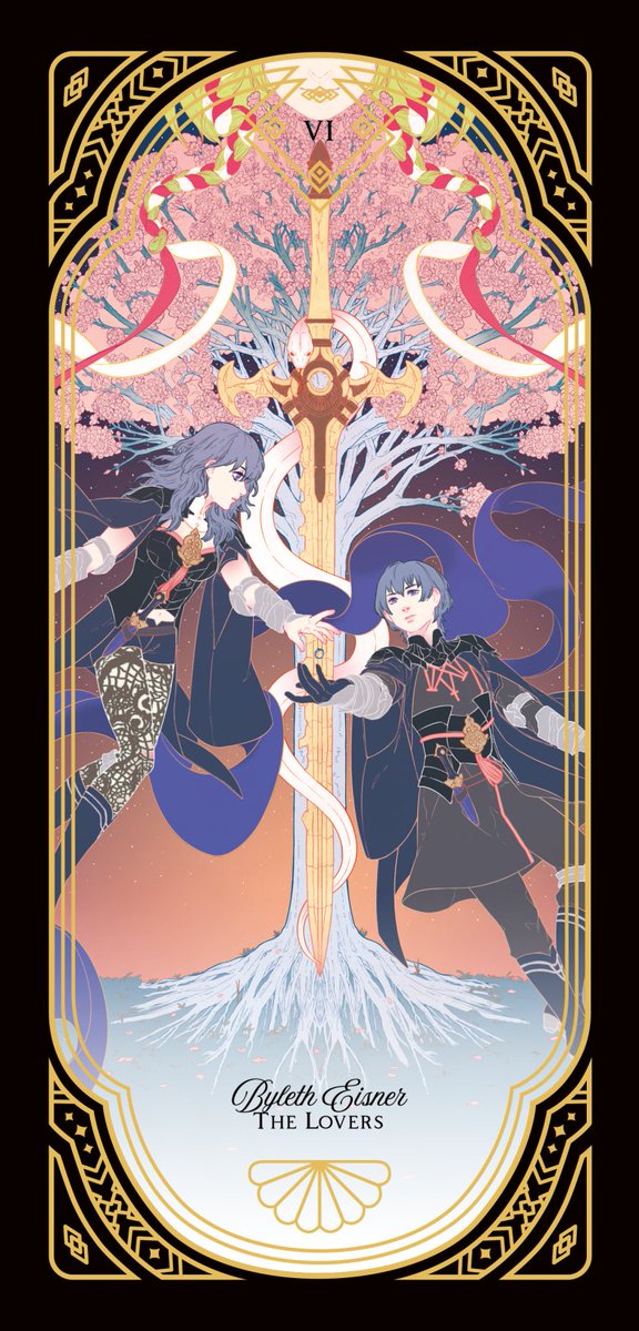 xio999bsky's tweet image. [ RT ❤️ ] ✨🌿The full artwork for the cards (Lovers, Devil, Death) I did for @3HTarot !  I'm very thankful for the opportunity to work on such an amazing project 💕

The store's updated with more stock of the deck for those who missed the first round
#FE3H #tarot