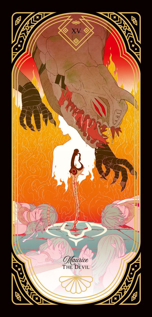 xio999bsky's tweet image. [ RT ❤️ ] ✨🌿The full artwork for the cards (Lovers, Devil, Death) I did for @3HTarot !  I'm very thankful for the opportunity to work on such an amazing project 💕

The store's updated with more stock of the deck for those who missed the first round
#FE3H #tarot