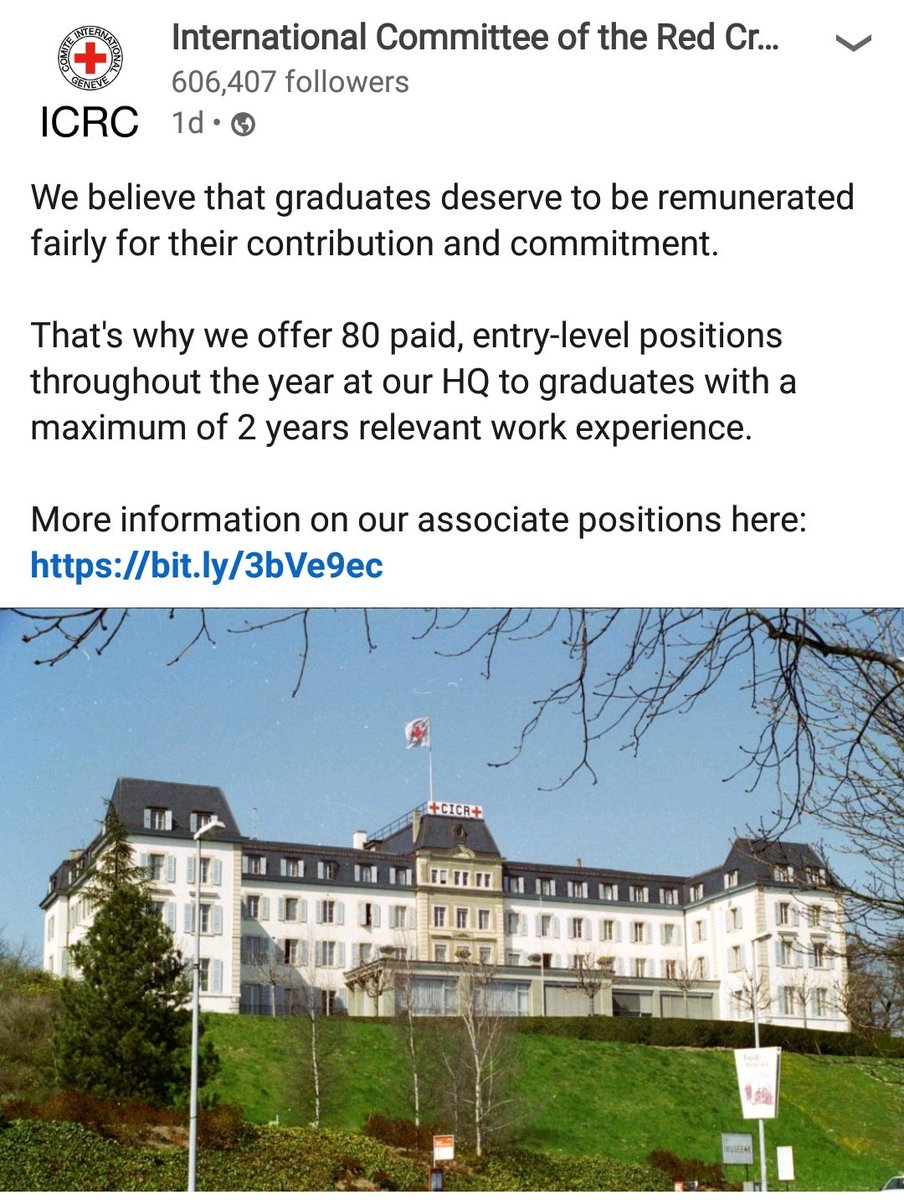 <a href="/SamBeharic/">Samir Beharić</a> thank you for advocacy for the rights of students and youth. Here is great example set by <a href="/ICRC/">ICRC</a> <a href="/ICRC_BiH/">ICRC Bosnia-Herzegovina</a> that should be promoted in order to encourage other international organizations to apply similar job recruitment practices. 

#HumanitarianDiplomacy