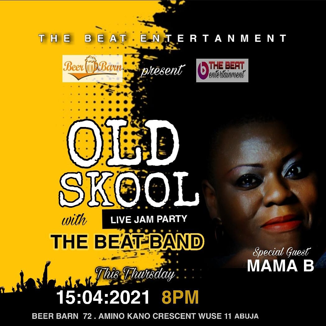 BeerBarnnig's tweet photo. Old Skool Thursday with live band party with the Beat Band on Thursday 15th of April at Beer Barn Abuja. Special guest Mama B. Dont miss out on the good old times.
#beerbarn 
#beerbarnfamily 
#beerbarnnigeria 
#beerbarnabuja 
#beerbarnlagos 
#beerbarnphcity
#beerbarnlovers https://t.co/lvcAeJRWyc