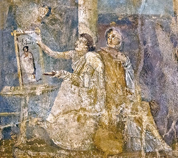 On Unesco #WorldArtDay 2021, the extraordinary fresco from Pompeii showing a woman painter making a portrait in the company of another woman (the commissioner?) Tiny bits of evidence from small corners of antiquity that speak volumes about erased experience...