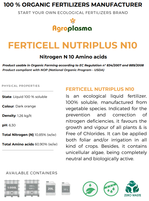 agroplasmaspain's tweet photo. Let´s go ECO! #agroplasmaspain #fertilizers products usable in #Organic #Farming #Ferticell #nutriplus, #Nitrogen 10 Is an #ecological liquid #fertilizer 100% soluble, manufactured from #vegetable species and other #plants sources
Visit our #New #Agro #Web https://t.co/hXObG8wRiK https://t.co/Z17LxwAXbl