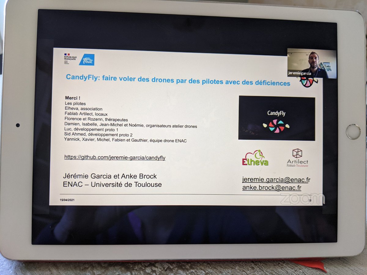 RT <a href="/AnkeBrock/">Anke Brock</a>: Jérémie Garcia présente notre papier "Candyfly: faire voler des drones par des pilotes avec déficiences" en collaboration avec Elheva et <a href="/FabLab_Toulouse/">Artilect FabLab Toulouse</a> à #IHM2021 <a href="/afihm/">AFIHM</a> <a href="/Enac_iiLab/">enac_iiLab</a>  via: FabLab_Toulouse .. x.com/FabLab_Toulous…