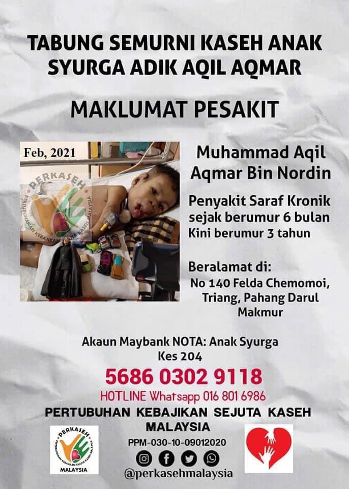 myjassaramli's tweet photo. Allah. Sebak I baca post ni. 

Semoga adik Aqil Aqmar diberi kesembuhan dan dipermudahkan segala urusan. 

Yang nak membantu, boleh refer post dari Pertubuhan Kebajikan Sejuta Kaseh Malaysia. 

Credit FB: Faidhi Badri https://t.co/6YV6SWuExK