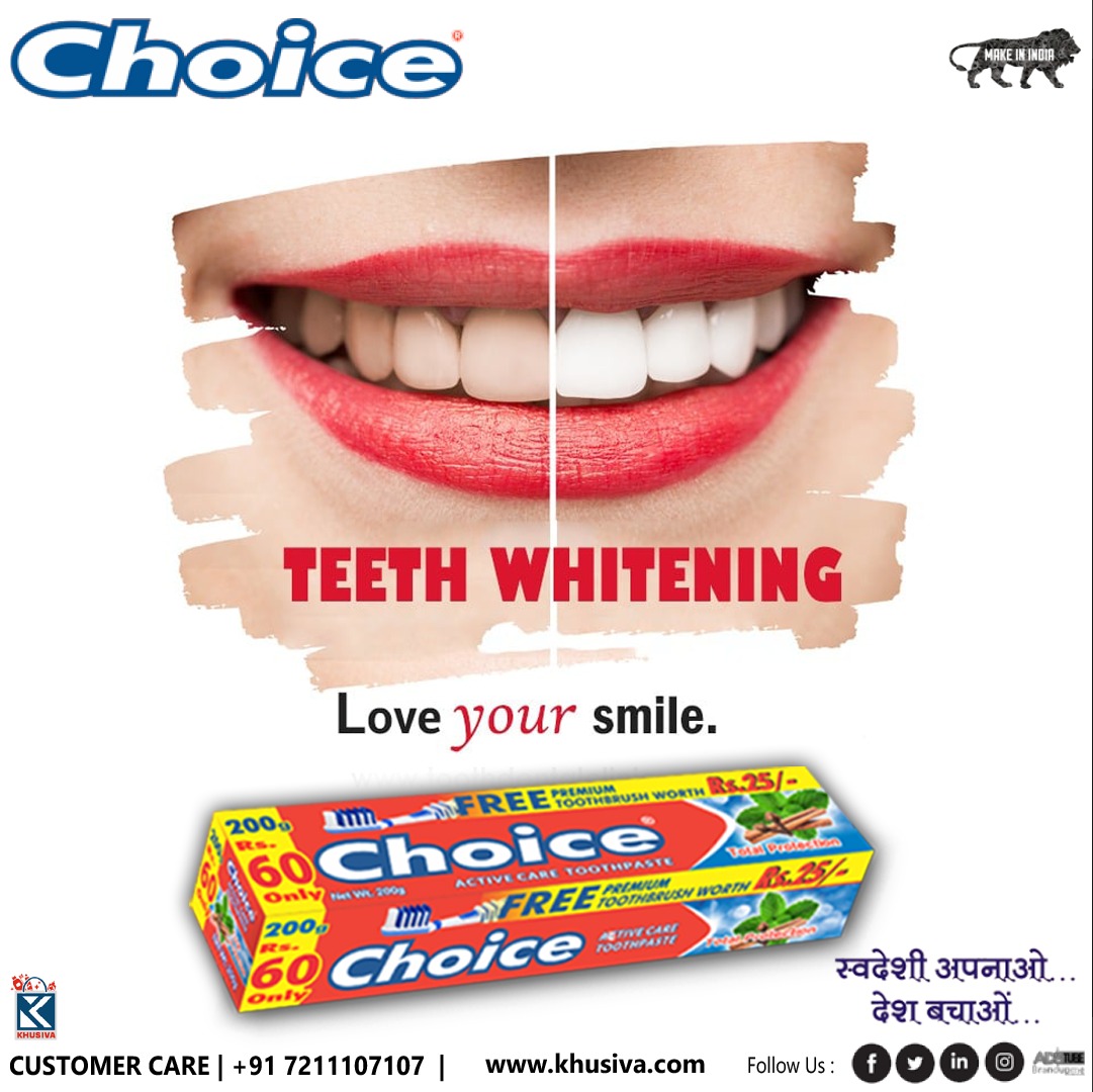 ChoicePaste's tweet image. Difference of teeth whitening, You will fall in love with your teeth. Bring your home #ChoiceToothPaste 
.
.
.
#Smile #teethwhitening #toothpaste #Ahmedabad #Gujarat #BrandUpMe