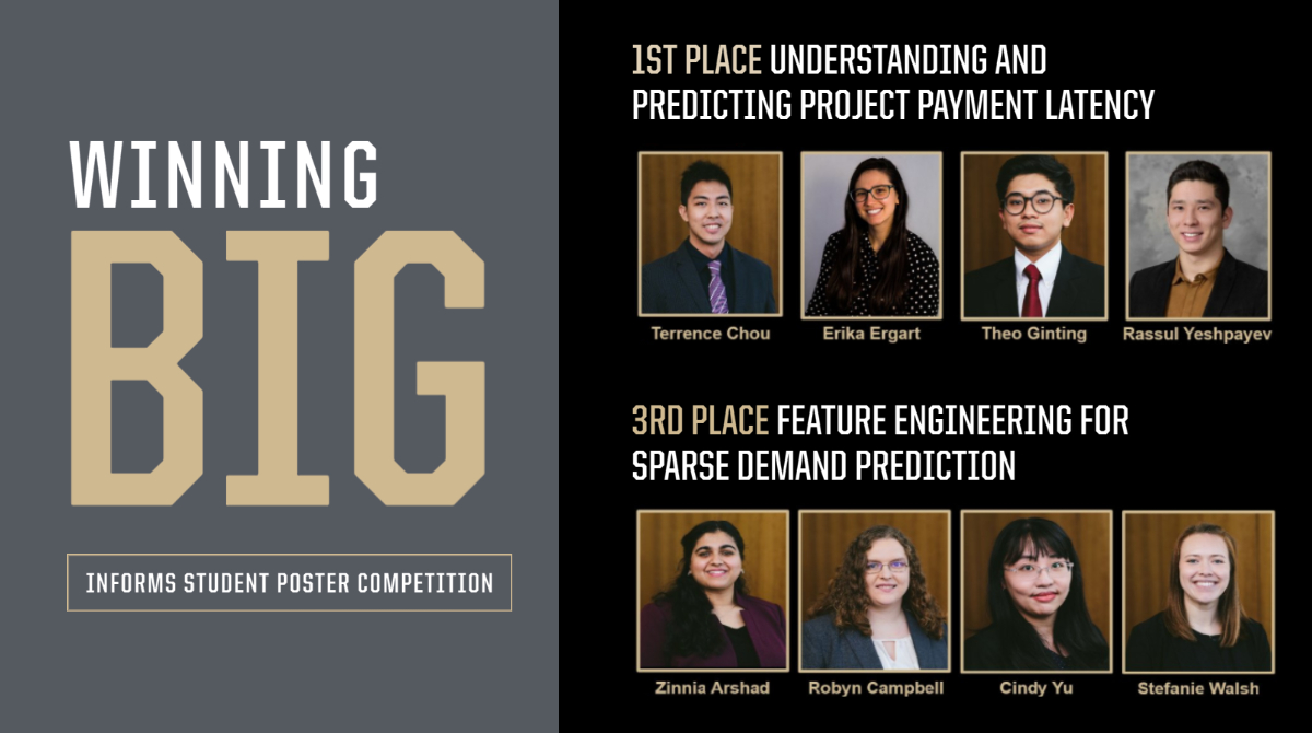 PurdueBizGrad's tweet photo. Not one, but two @PurdueKrannert MS BAIM teams placed in a prestigious student poster competition as part of the @INFORMS Business Analytics Conference. Congrats to both teams! https://t.co/plWBLkmtVq #datascience #2021analytics #KrannertEducation #PurdueUniversity https://t.co/AAuj3I6p2g