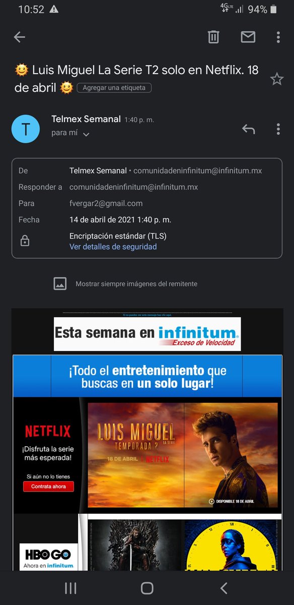 fvergar2's tweet photo. Es neta @infinitum @Telmex me pidieron mi correo para dar seguimiento a una falla y lo único que me llega es publicidad... Mejor corrijan mi queja... https://t.co/EoD4u75Zrn