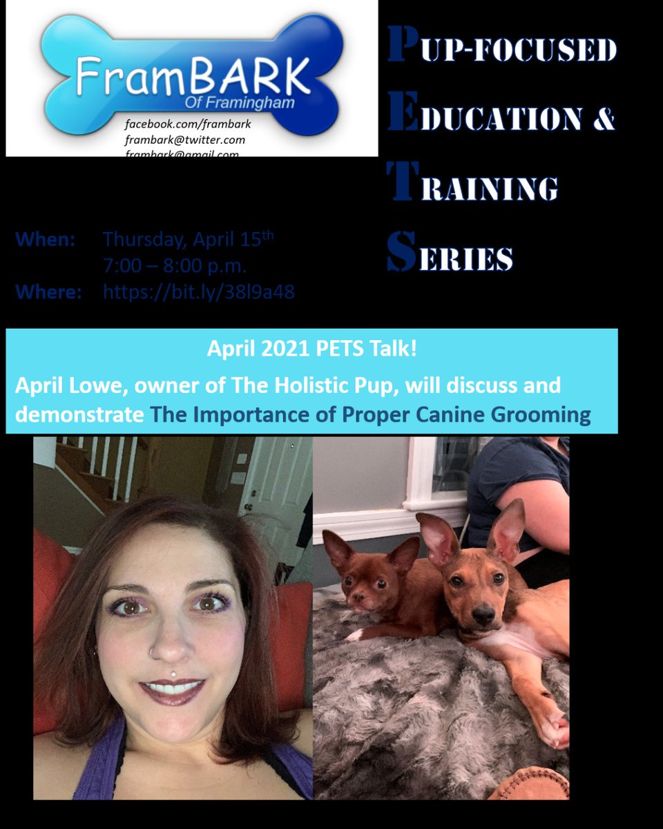 Join us TONIGHT for our second PETS Talk of 2021!
Grooming your dog properly and regularly is important for their health and well-being. But sometimes it's just plain hard!

Join here: bit.ly/3lEo37e