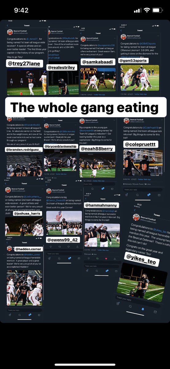 Shoutout to all my boys, congrats on everything we accomplished as a unit 🧡🖤 <a href="/MonroeBearcats/">Bearcat Football</a> <a href="/JoshuaHarris__/">Joshua Harris</a> <a href="/_tlane27_/">Trey Lane</a> <a href="/manndog3/">Manuel Marquardsen</a> <a href="/ColePruett18/">Cole Pruett</a> <a href="/hadden_comer/">Hadden Comer</a> <a href="/RileyRudolfo/">Riley Rudolfo</a> <a href="/Connor_Owens59/">Connor Owens</a> <a href="/GSM53sports/">griffin montana</a> <a href="/berrynoah88/">Noah Berry</a> <a href="/BrandenRod50/">Branden Rodriguez</a> <a href="/ColePruett18/">Cole Pruett</a> <a href="/12BBlankenship/">Brycen Blankenship</a> <a href="/Scdarrow/">Scott Darrow</a> <a href="/MRJDEEZY/">Coach J.Little</a>