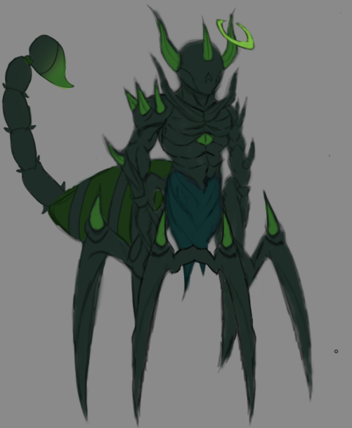 Flat colors of the monster doodle earlier, thanks to <a href="/snowvers/">Snow</a> For the scorpion tail edit on my dude, was a sick idea that I love a lot.