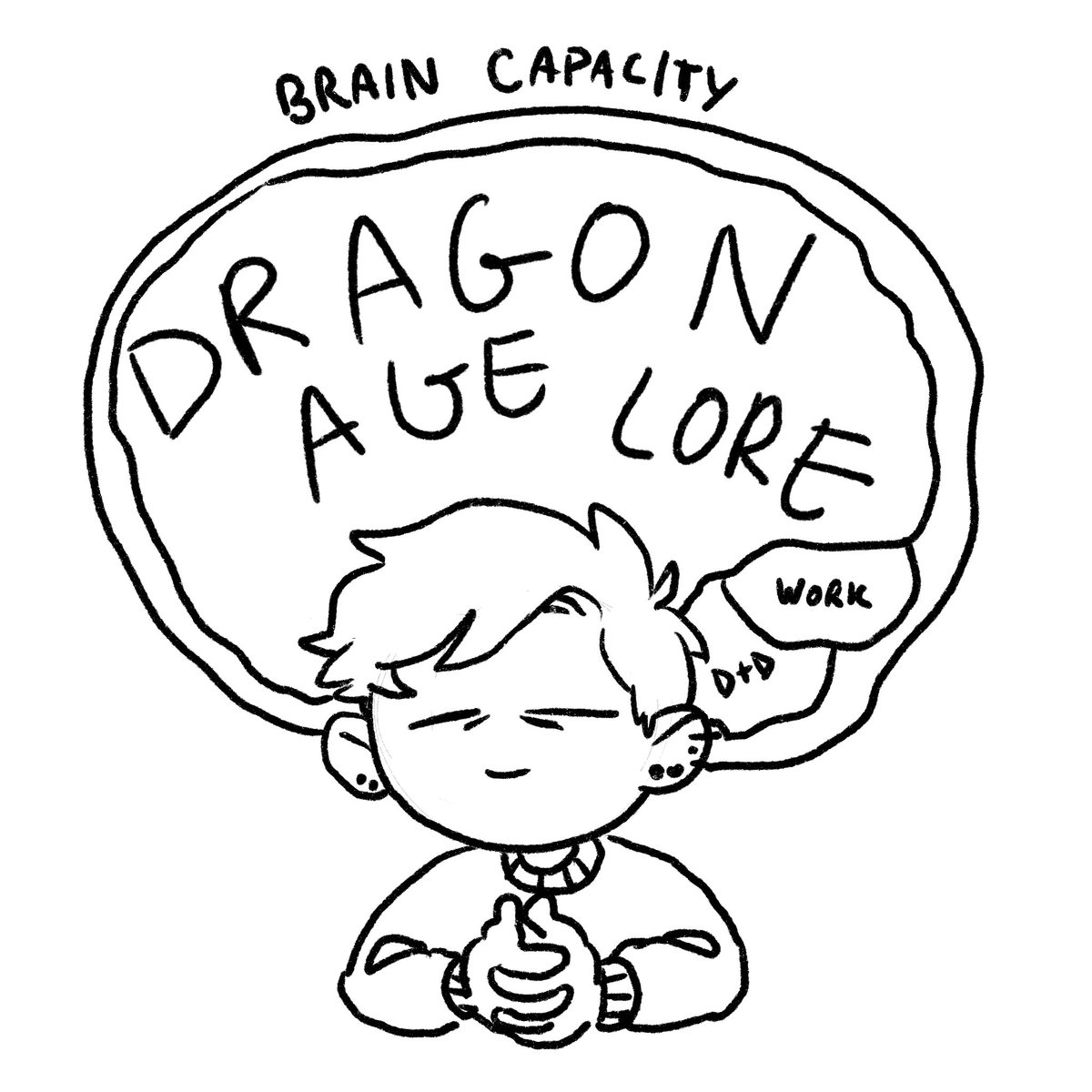 MarleyCatts's tweet image. Replaying DA:I is making me remember that this is my brain capacity. Lmao no wonder nothing else fits in there