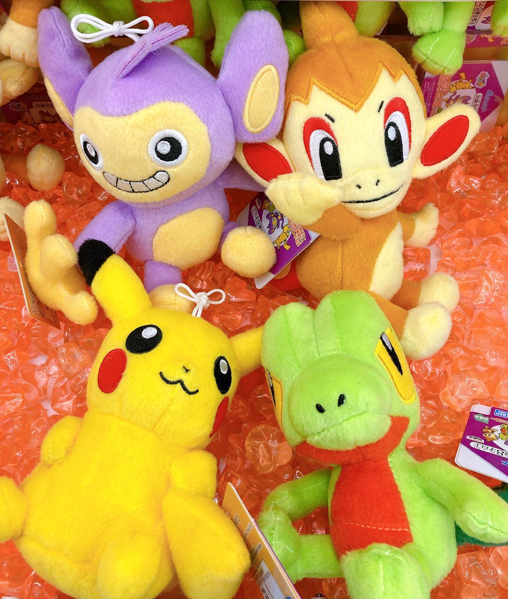 ソユーゲームフィールド三川店 プライズsgf三川 ポケットモンスター しっぽみてみて ぬいぐるみ ピカチュウ エイパム キモリ ヒコザルが入荷しました 全部で４種類になります 是非ゲットしてくださいね ポケモン 山形 三川 酒田 鶴岡