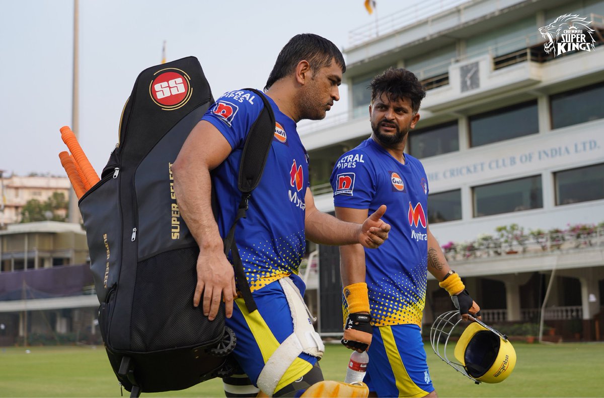 Our Favourite duo 💛

📸 Courtesy : <a href="/ChennaiIPL/">Chennai Super Kings</a>

#MSDhoni #SureshRaina #WhistlePodu