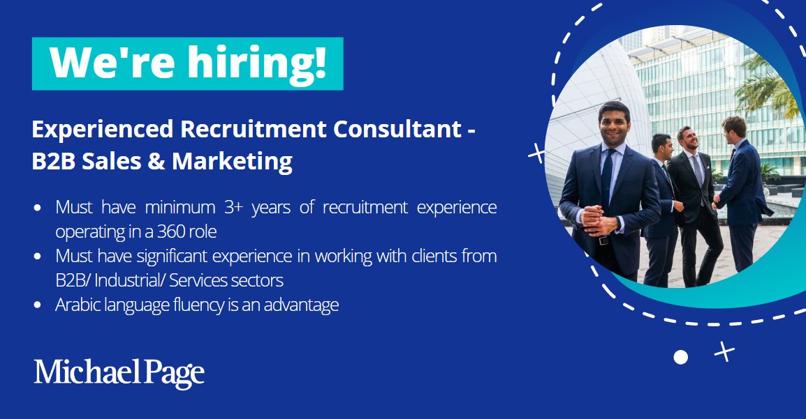 Michael Page UAE على X: &ldquo;📣 WE&rsquo;RE HIRING: #B2B #Sales &amp; #Marketing 