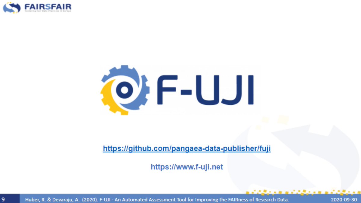 📢 Is your content in line with #FAIRdata principles? With our open F-UJI tool you can assess the #FAIRness of your content by using #persistentidentifiers!

#findability #accessibility #interoperability #reusability #metadata

F-UJI Tool bit.ly/32fWOa7