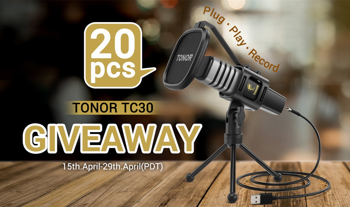 🌟TONOR TC30 GIVEAWAY🌟 //20 Winners//
How to enter:
🎤 Check out the link in bio to sign up 
🎤 Follow us <a href="/TonorMic/">tonor_direct</a>
🎤 Retweet &amp; tag 3 friends
Ends on 29th April. Good luck!🤞 

#giveaway #contest #tonor #microphone #recording