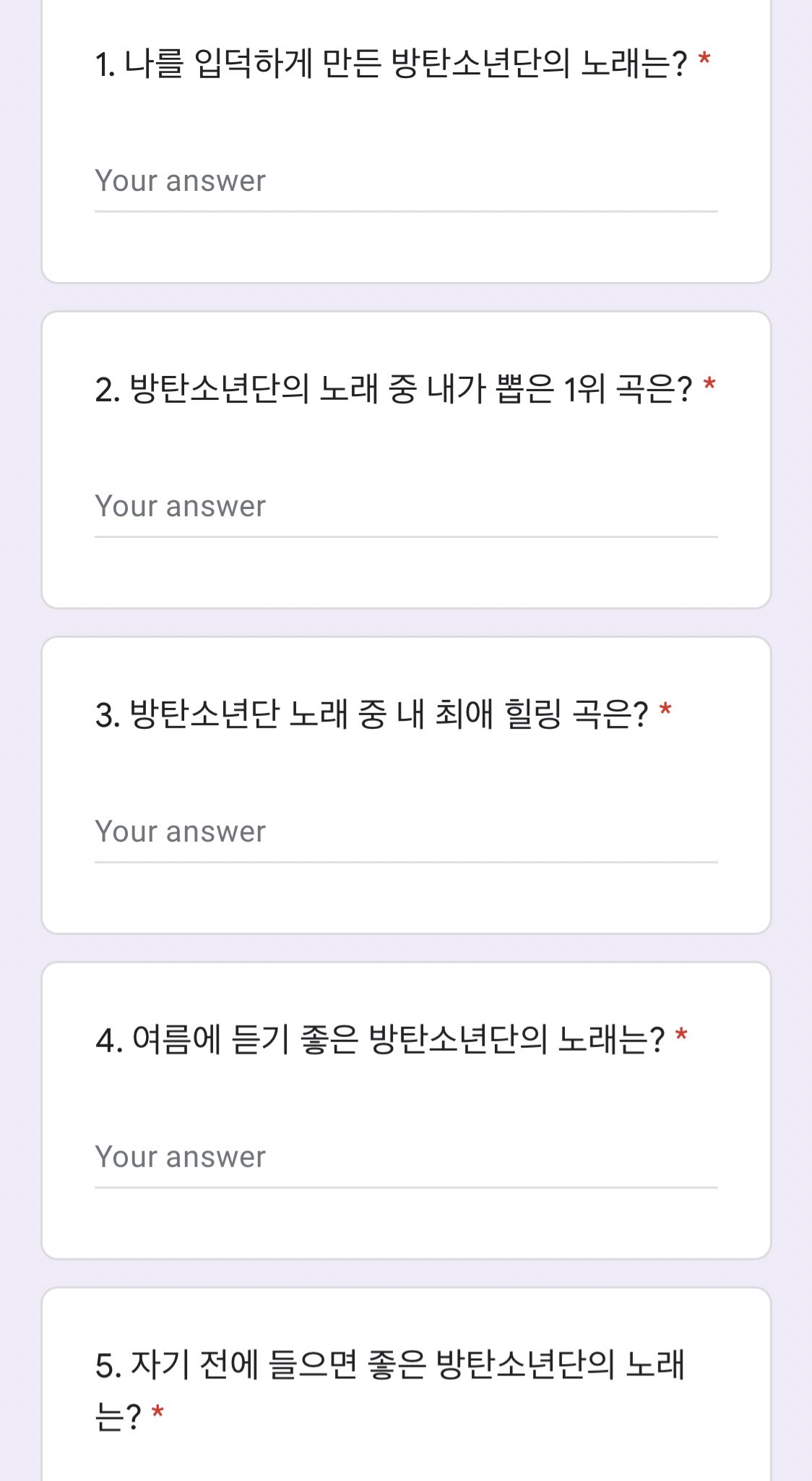 BTS Charts & Translations on Twitter "Translation Survey (answer