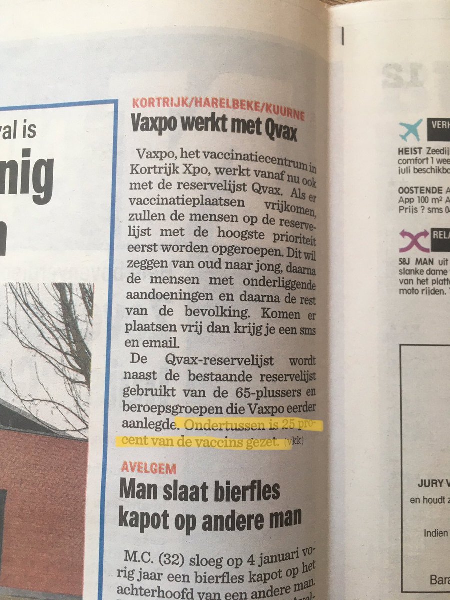 Brecht_Gdt's tweet photo. Correctie: Momenteel is 25% van de doelgroep (voor de eerste keer) gevaccineerd. 100% van de vaccins die in #VAXPO aankomen is gezet. @Nieuwsblad_be https://t.co/DxiXawD19I