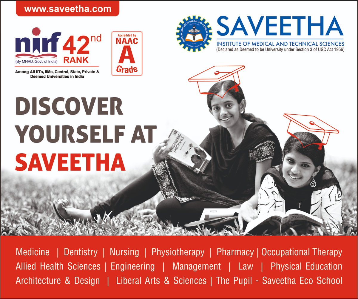 An education from SIMATS enables our graduates to see things in entirely new ways. By bringing together students with diverse perspectives and professors who challenge conventional thinking, a wider point of view emerges and it happens every day at Saveetha.