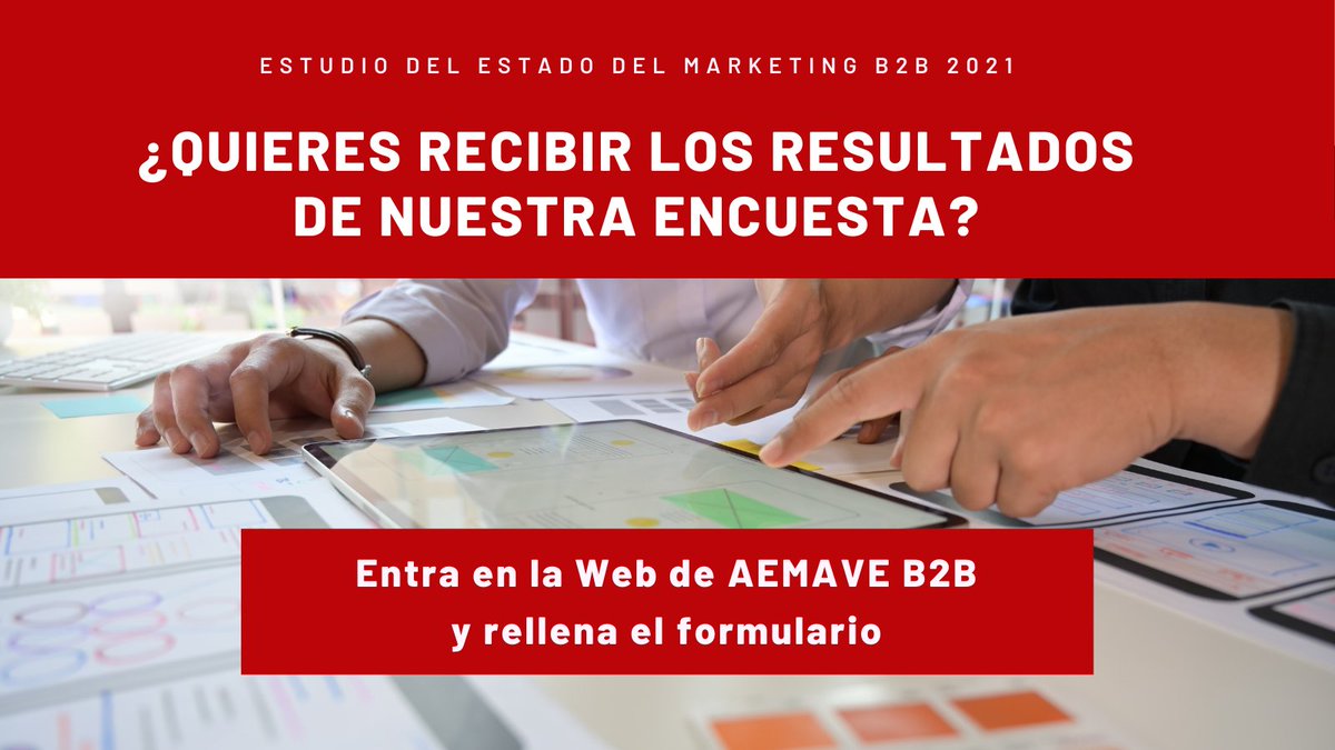 🔴 Desde AEMAVEB2B hemos decidido consultar a nuestros socios y partners, con el objetivo de conocer las prácticas y nuevas tendencias en #MarketingB2B.

📥 Si quieres recibir los resultados, tienes que rellenar el formulario en nuestra página Web bit.ly/3gbpnO1