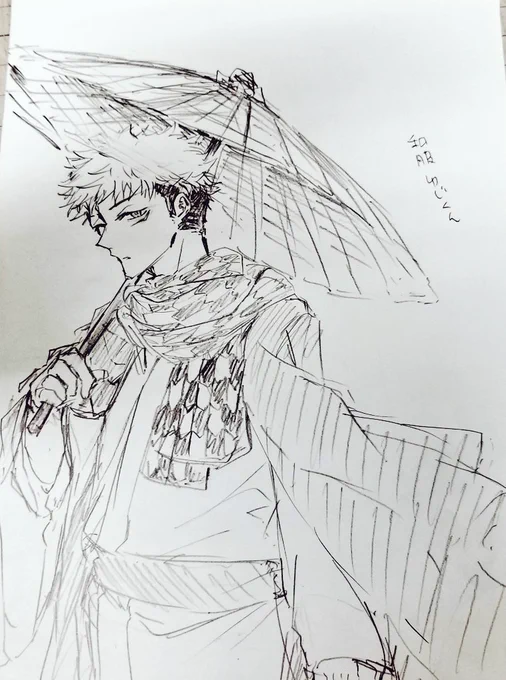 休憩に描いてた和服ゆじくん(*^^*) 