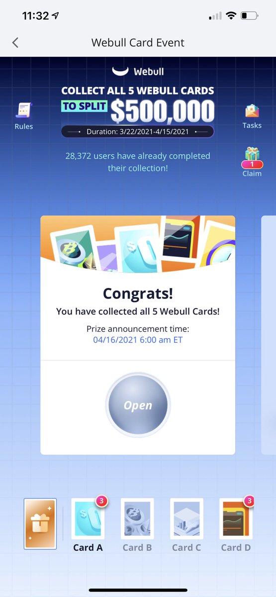 mrzuni33's tweet photo. OMG I pulled the E CARD in the last mins of the challenge... wish me luck @WebullGlobal #webull #webullcards https://t.co/XByhTXdKgw