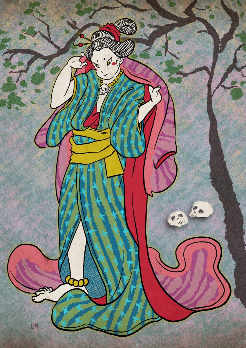 浮世絵風な水彩画 甚目寺観音