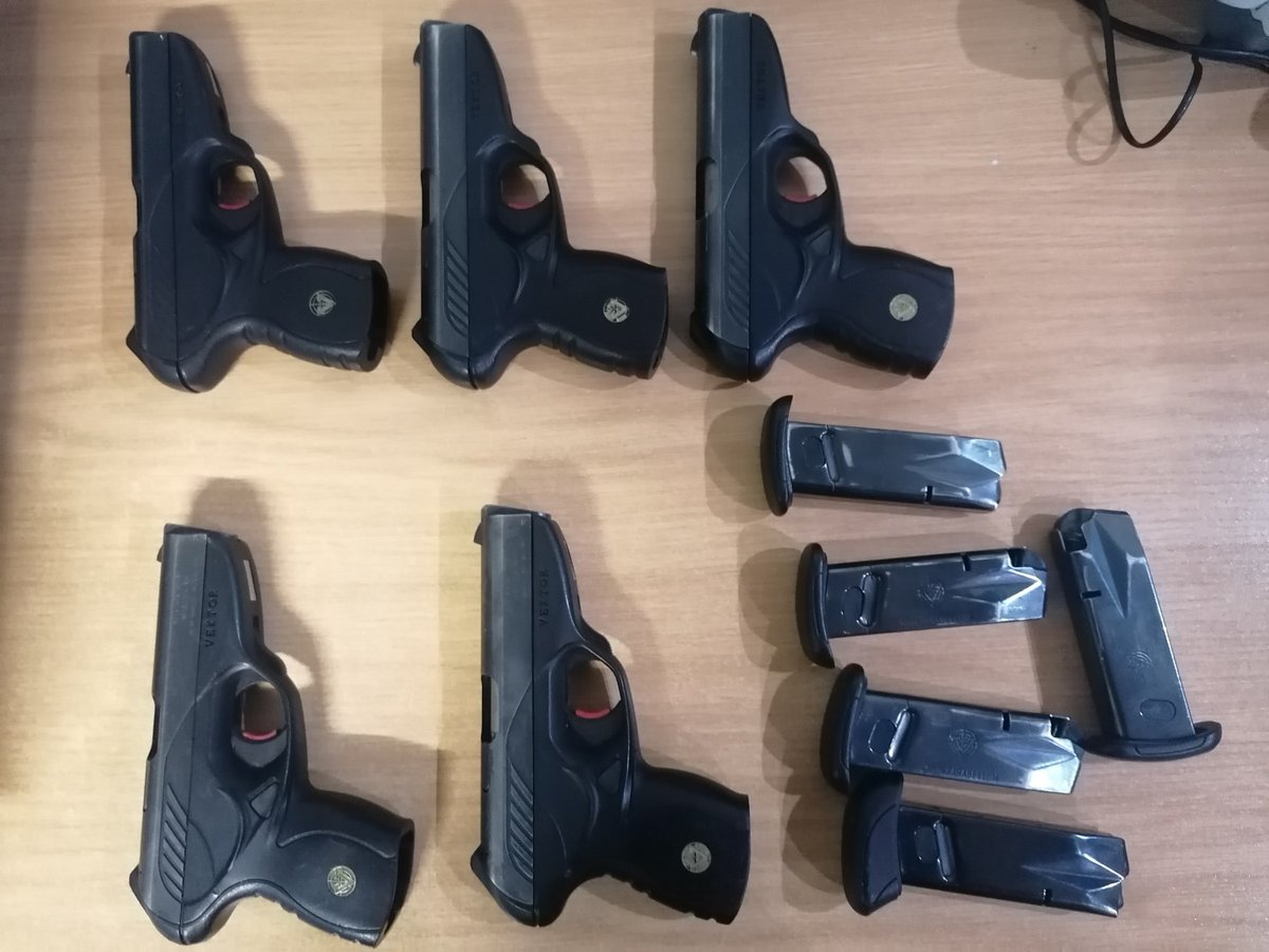 SAPoliceService's tweet photo. #sapsLIM Limpopo Highway Patrol Team arrested six suspects aged between 27 &amp; 42 &amp; recovered eight firearms, ammunition &amp; dagga during operations conducted from Tuesday until Wednesday morning in Mankweng &amp; Mecklenburg policing areas. #FightingCrime ML
https://t.co/pRL9uKGhS6 https://t.co/5x3UINSyhz
