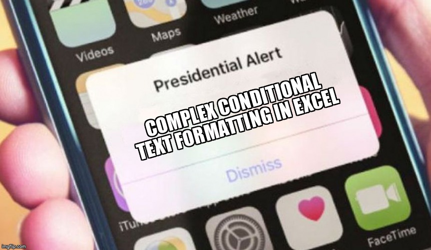overflow_meme's tweet image. Complex conditional text formatting in Excel stackoverflow.com/questions/6709… #conditionalformatting