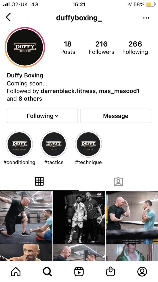 Guys I need a favour, could you please give @duffyboxing_ a follow on Instagram, it’s a new account and in order to get sponsorship for our boxers we need numbers, would really appreciate it, thanks