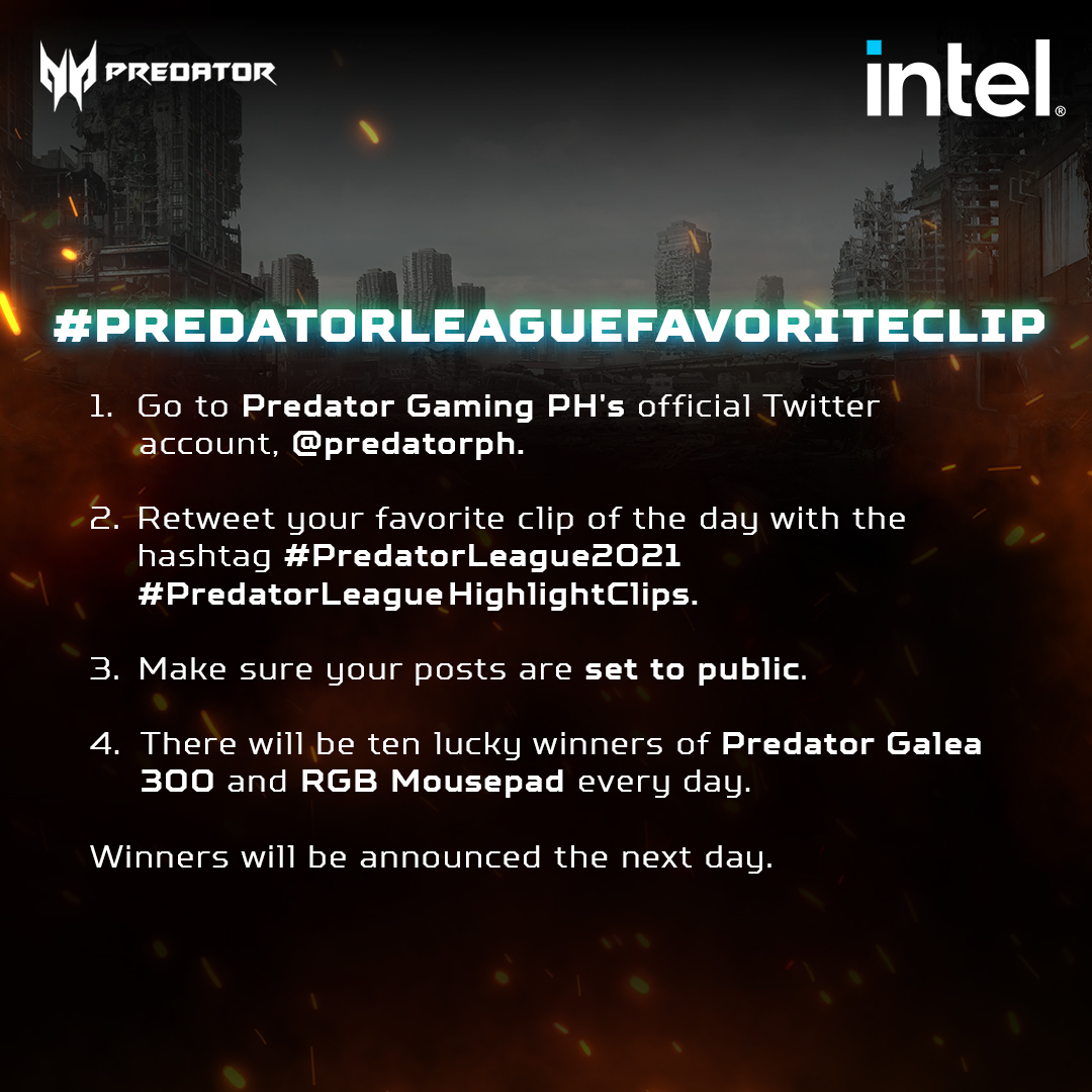 predatorph's tweet photo. Which part of the game got you thrilled? Watch it all over again with a clearer sound. Retweet your favorite game highlights, and you could be one of the ten winners of Predator Galea and RGB Mousepad!
#PredatorLeagueFavoriteClip
#SummonYourStrength
#PredatorLeague2021 https://t.co/GgBIW9Ue8v