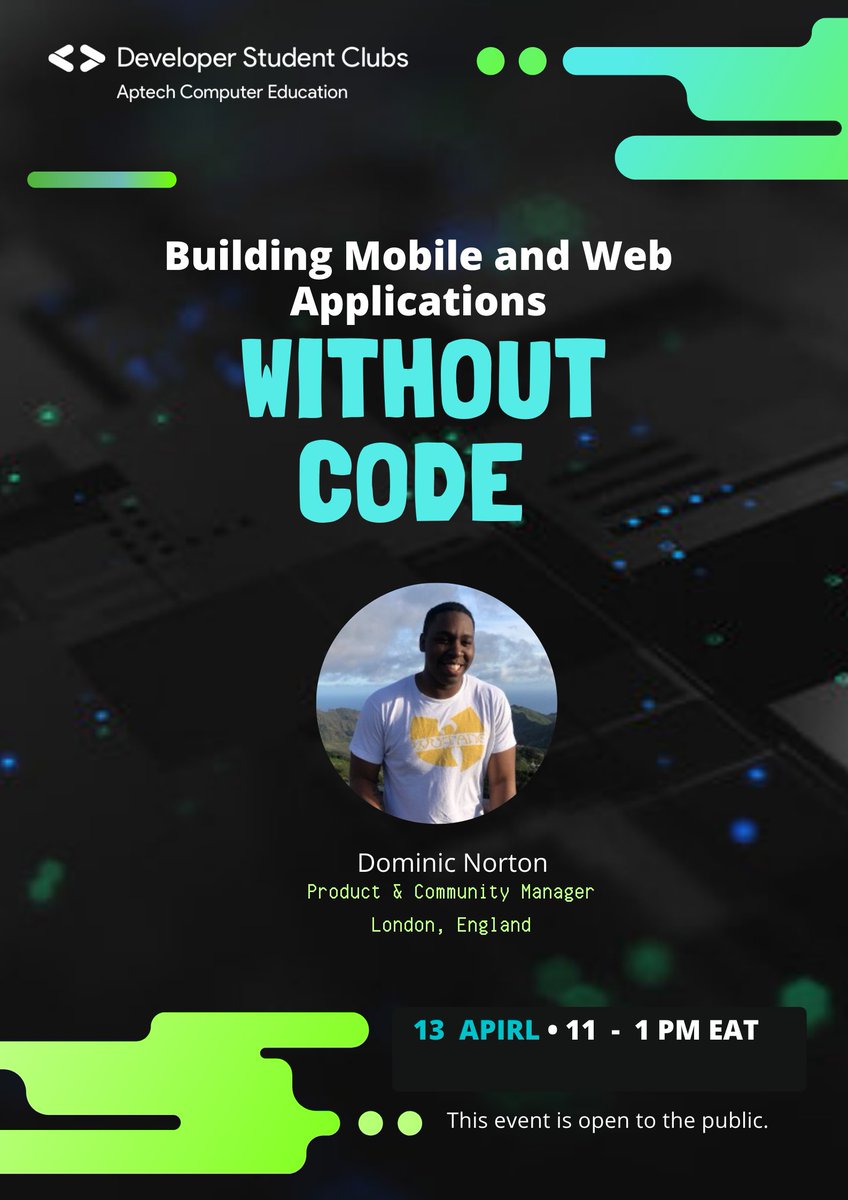 GDSC_ISBAT's tweet photo. Have you ever wanted to build Mobile or Web applications but feared the long lines of code. It's ok, Join us this Tuesday 13th of April 11Am EAT and learn how to create your applications without code. 
#DSC 
@DSCMbararaUST
@DSC_MUBS
@DscKabale
@dsc_ucu
@dscuganda
@DSCuict https://t.co/cWaf3ocfCx