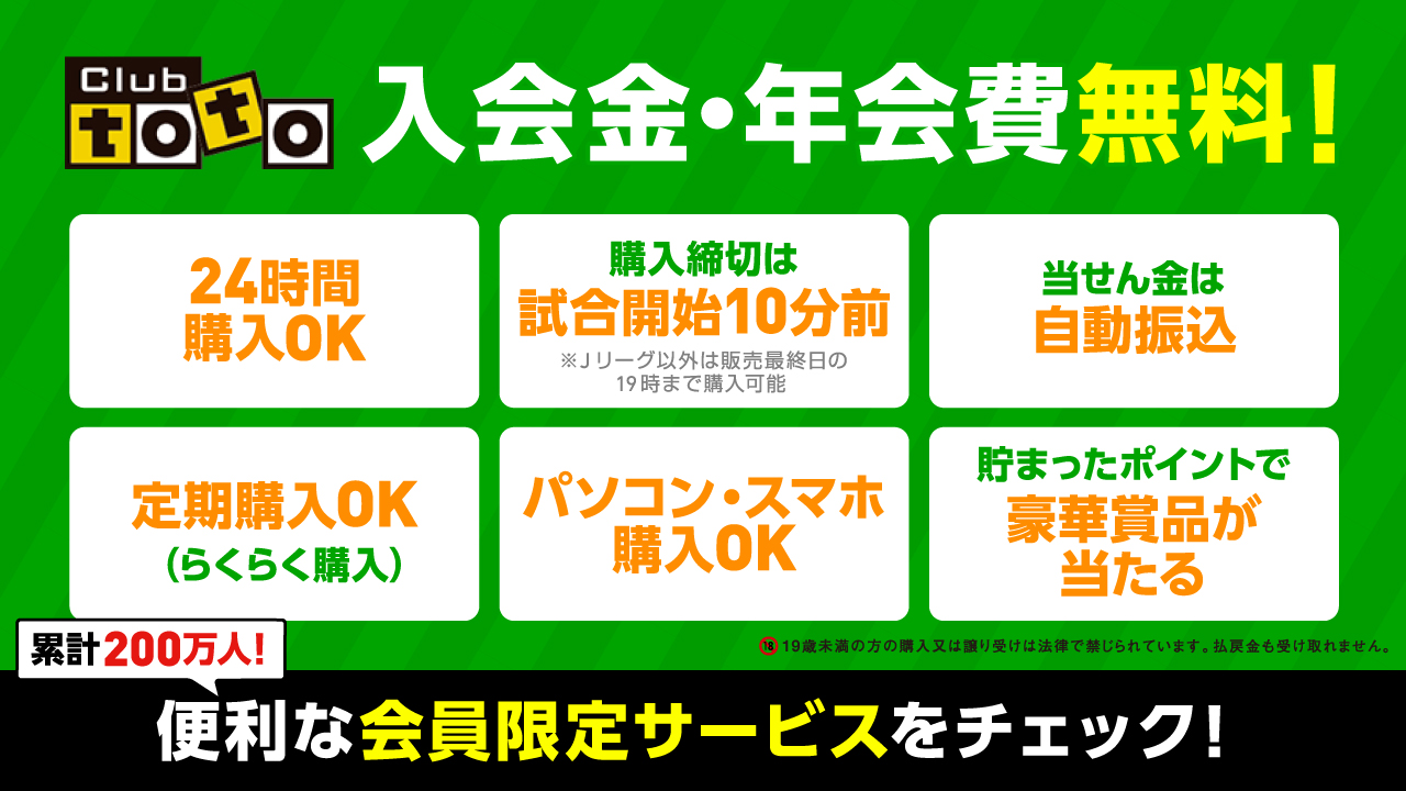 スポーツくじ Toto Clubtoto のメリット その5 パソコン スマートフォンで買える くじ売り場やコンビニといった 店舗以外でもいつでもどこでも購入可能 他にもメリットは盛りだくさん ぜひ ご入会ください 5分で簡単登録