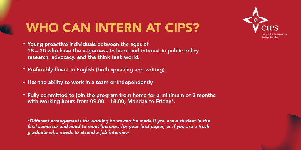 cips_id's tweet photo. #InternCIPS is officially back! If you are still in university or a fresh graduate or looking for professional experience in one of the Top Think Tanks in the Asia Pacific, this is your shot!
Read more about #InternCIPS & apply here https://t.co/5V9nZlyd3H https://t.co/dF2fTACap5