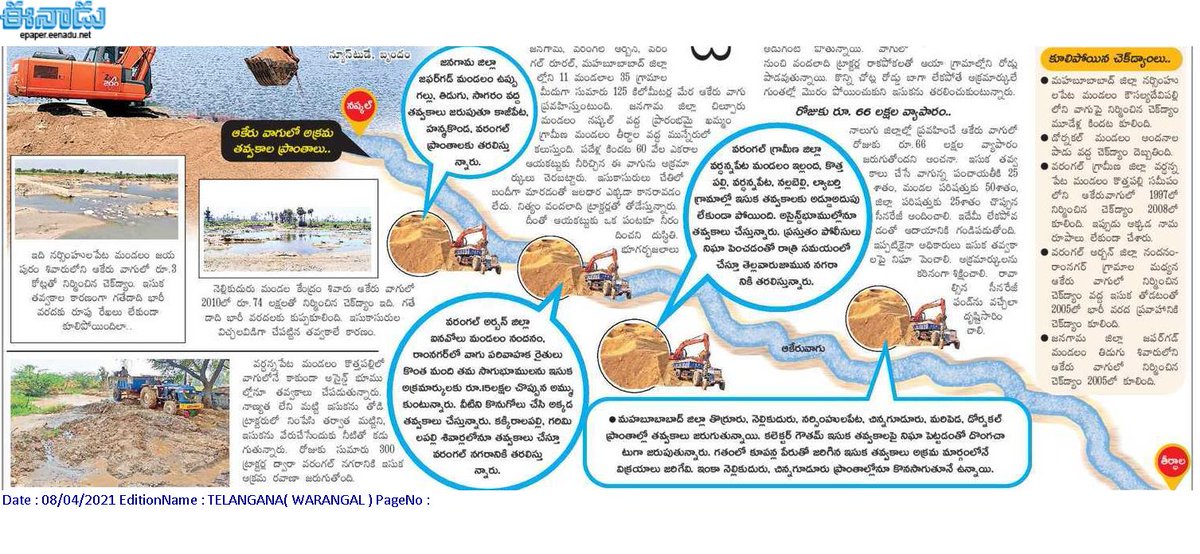 HiWarangal's tweet photo. ఆకేరుని చెరబట్టారు..రోజుకి రూ.66 లక్షల వ్యాపారం...

#Save #AKERU #VAAGU #Waterbodies #Illegal #Sand #Mafia #Business  #Warangal #Region 
@DayakarRao2019 @DrTamilisaiGuv  @MLA_Ghanpur_stn @ArooriRamesh @Dayakar_TRS @TrsNarender @dasyamofficial @SatyavathiTRS @KTRTRS  @TrsKavitha https://t.co/mDql49zLTX