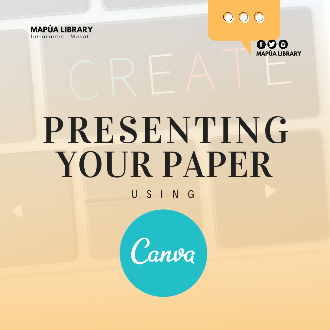 Mapua_Library's tweet photo. Need to create a research presentation? Try Canva for free! 

#canva #canvadesign #canvapresentation
#library #MapúaLibrary #informationliteracy #MapúaLibInfoLitSeries https://t.co/jPKyBI8kXQ