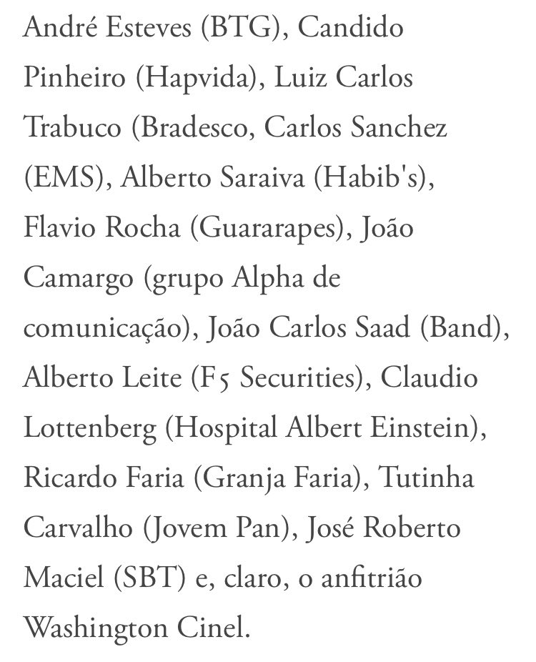 Jeff Nascimento Em A Relacao De Empresarios Todos Homens Alias Q Participaram Do Convescote C Bolsonaro Et Caterva Alem De Dar Nome Aos Bois A Lista Ajuda