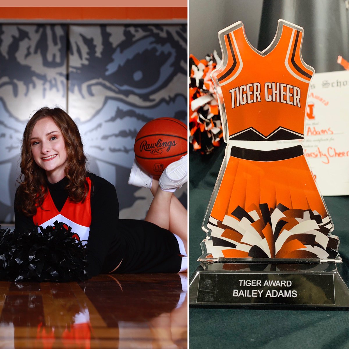 NFTigerCheer's tweet photo. The Tiger Award-Bailey Adams. This is given to the girl who is everything that a Tiger should be. Her outstanding efforts in academics, athletics, community service, and cheerleading show just how dedicated and talented she is. She represents everything that a Tiger should be!! https://t.co/RyZqPgsVSP