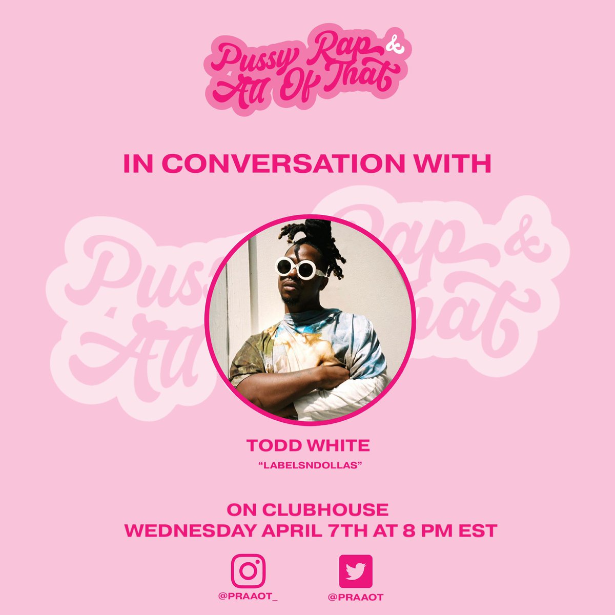 MikeishaDache's tweet photo. Join us tonight at 8 pm EST on Clubhouse for a conversation with celebrity stylist Todd White (@labelsndollas). We’ll be chatting with the rising stylist about his journey, his work with our favorite rap girls and the importance archival plays in his work. #PRAAOT 🪡📸✨ https://t.co/S2MzEFBahd
