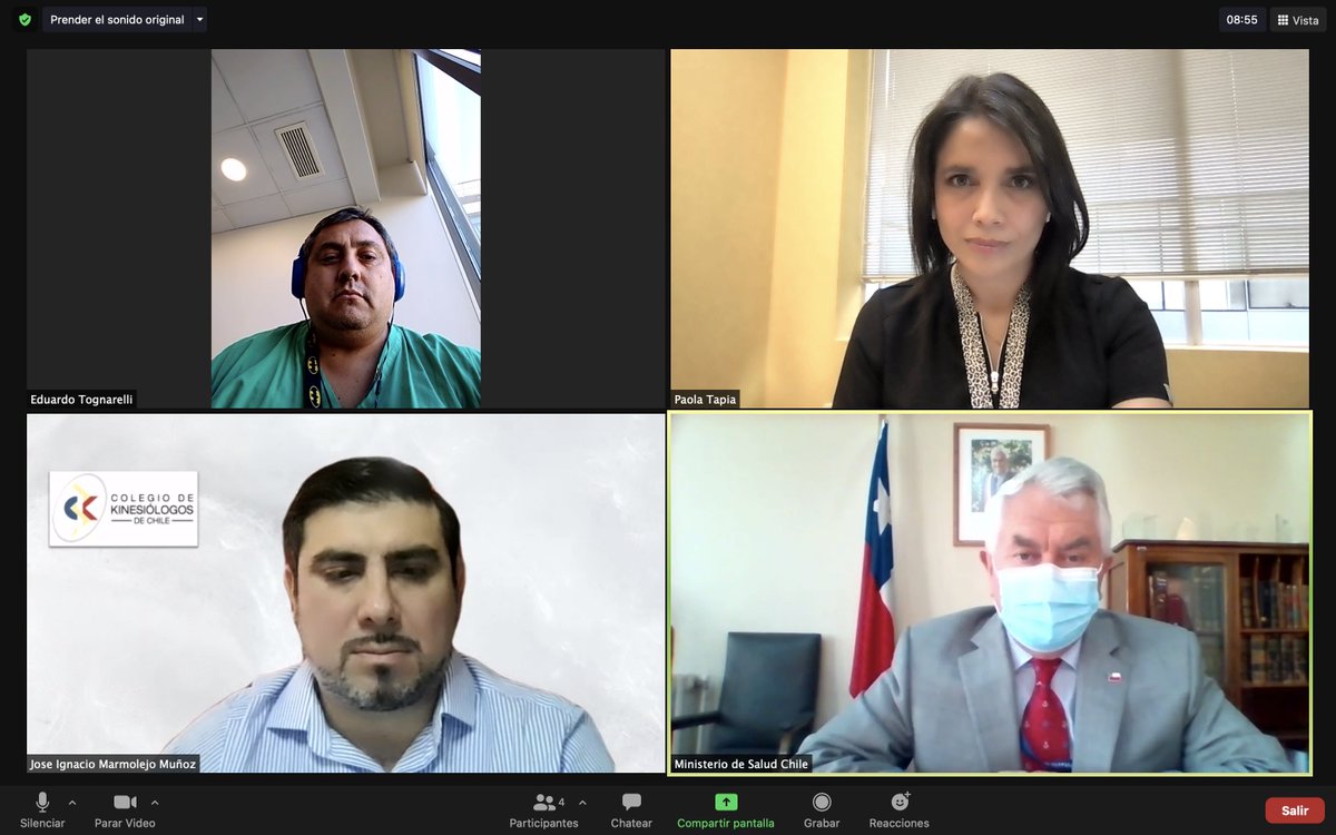 colkine's tweet photo. Esta mañana nos reunimos con el ministro de Salud, @DrEnriqueParis. Planteamos la urgencia de actualizar el decreto 1082 y revisar aranceles FONASA. Entregamos el apoyo de los kinesiólogos para seguir en la primera línea de esta pandemia, desde la atención primaria hasta la UCI. https://t.co/weAP3onT3e