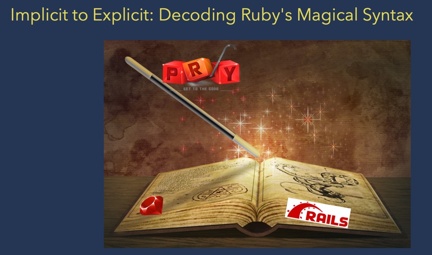 railsonmaui's tweet image. Thrilled to be "speaking" next week at #RailsConf2021 2021 with my talk "Implicit to Explicit: Decoding Ruby's Magical Syntax." I'll have a confession to make. 🙏 @railsconf for the invite! railsconf.com/program/sessio…
