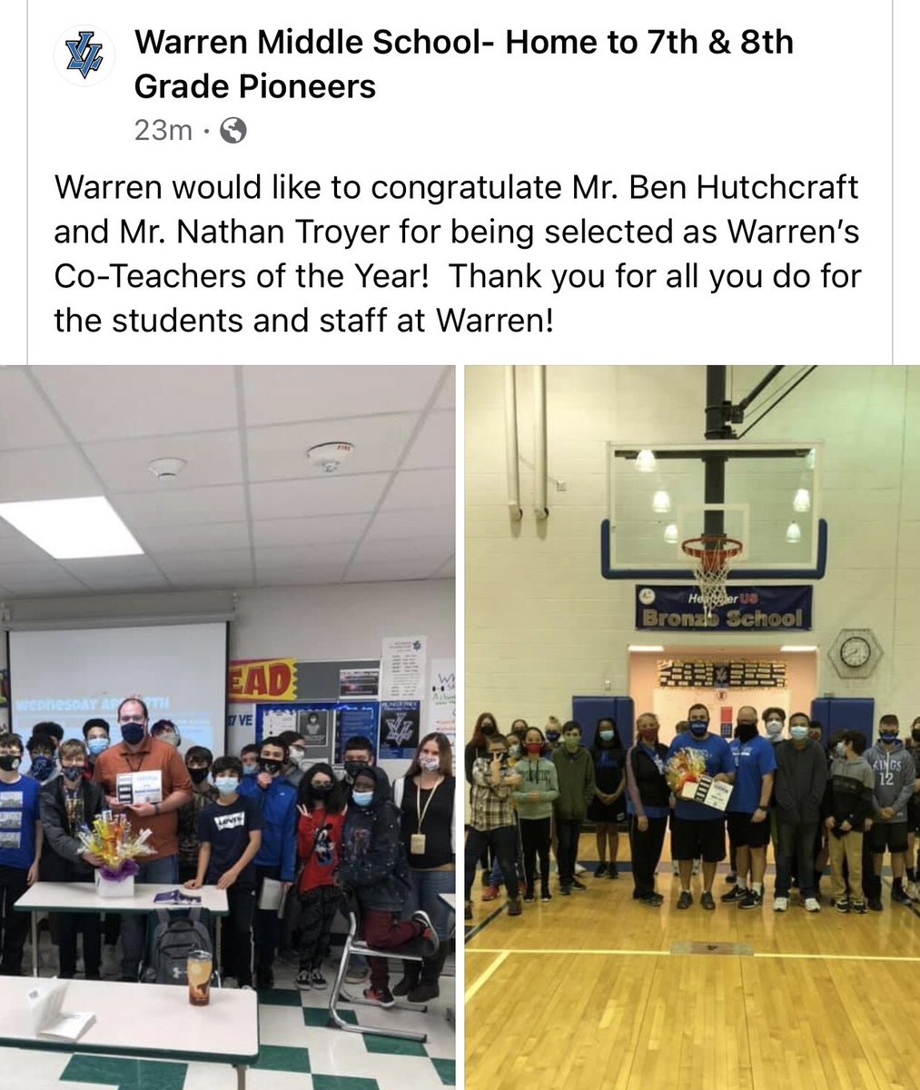 So proud of you, <a href="/troyer_nathan/">Nathan Troyer</a>! 🥰 From being named UKC Bowling Coach of the Year to Warren Teacher of the Year, I hope 20/21 has shown you what I’ve known all along...you were meant for this work! 💙 #proudtobeapioneer