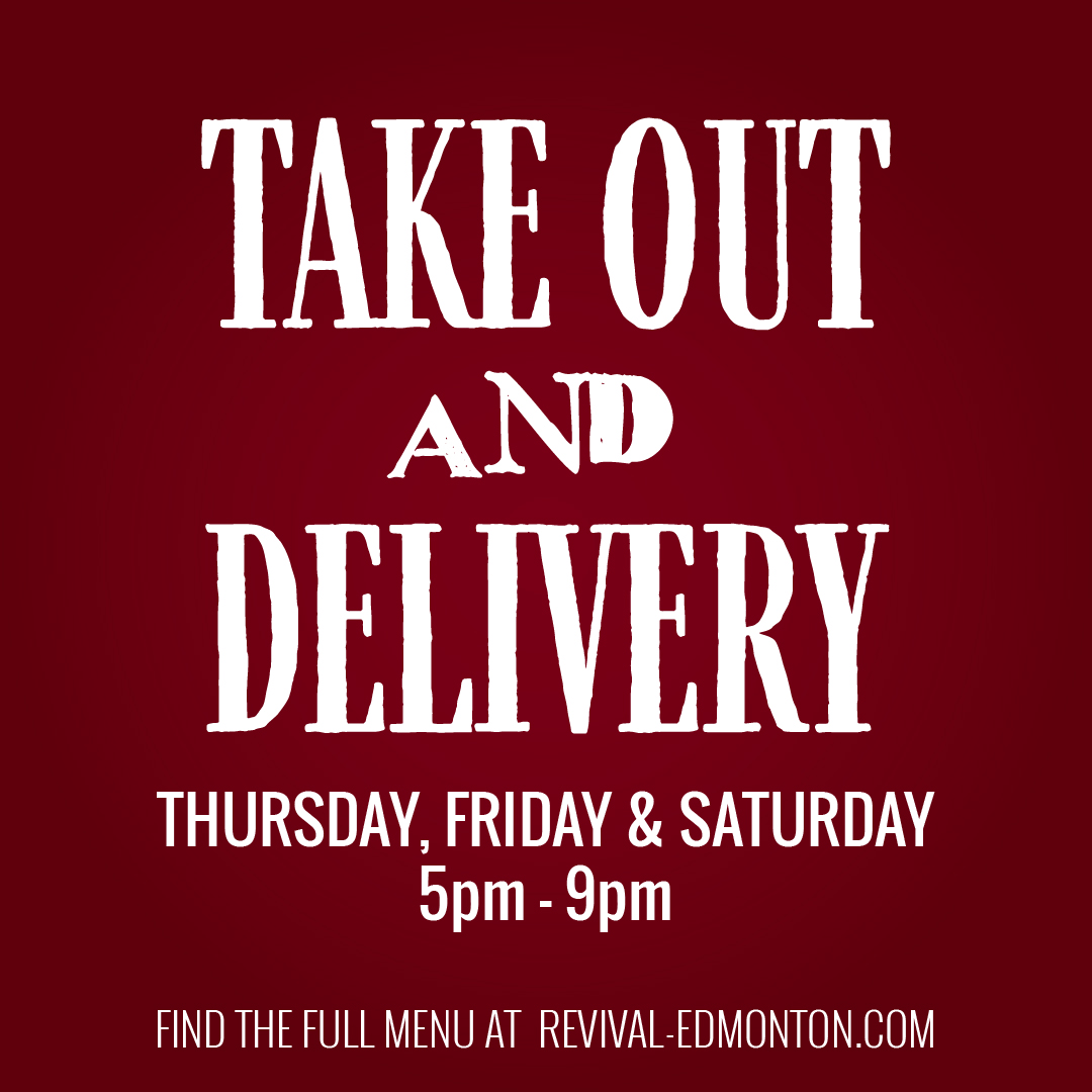 revivaledmonton's tweet photo. Friends! Revival's switching back to delivery and take out on Thursday, Friday and Saturday from 5pm-9pm!
☎️(780)425-1852 for takeout
💻https://t.co/RvCoyz19j4 for delivery
#yegfood #yegdrinks #supportlocal #supportcanadianvenues #edmontontakeout #edmontondelivery #ValueABVenues https://t.co/rCtvBSp1G2