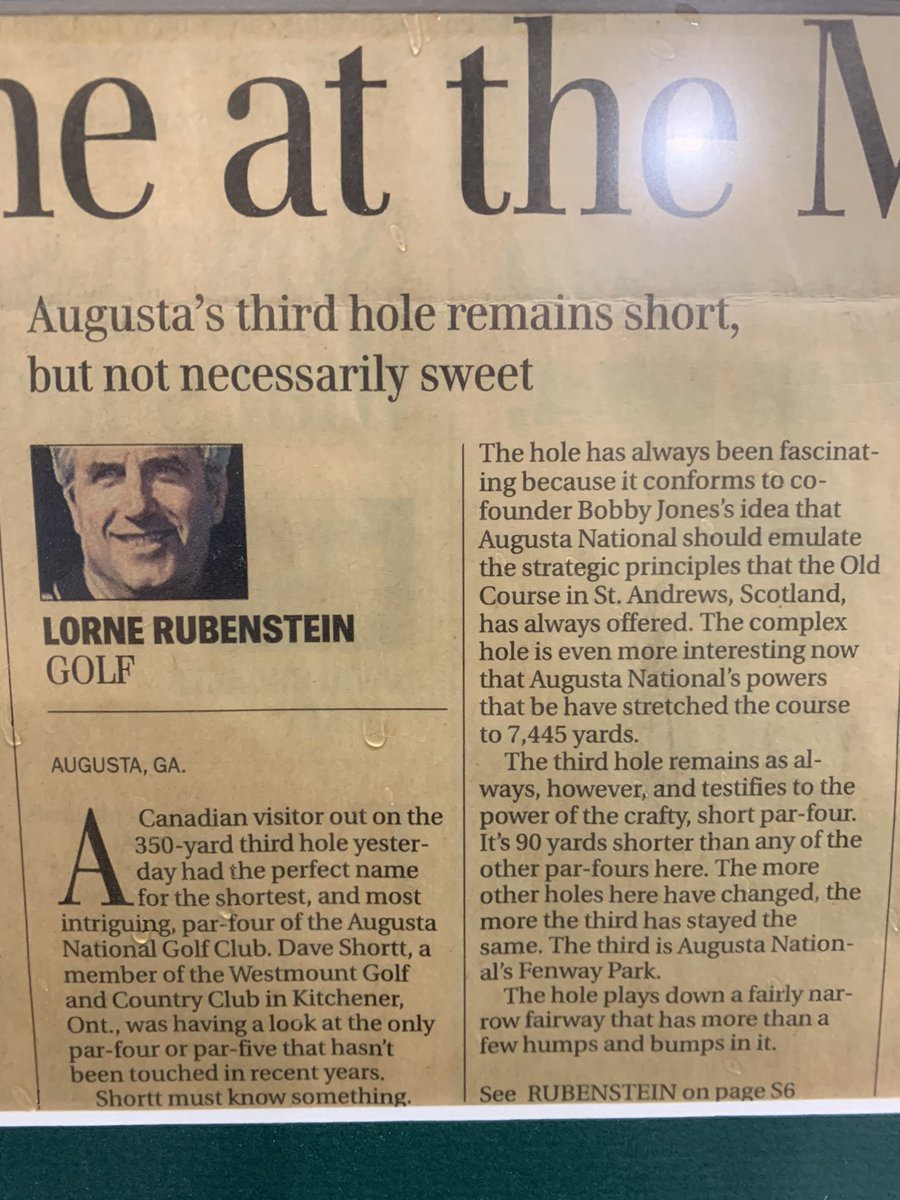 adam_shortt's tweet photo. @TheMasters @lornerubenstein We ended up getting written into Lorne’s article on the front page of the Globe and Mail sports section and it’s a cherished family memory. I hope all is well @lornerubenstein https://t.co/KiarZFYefL