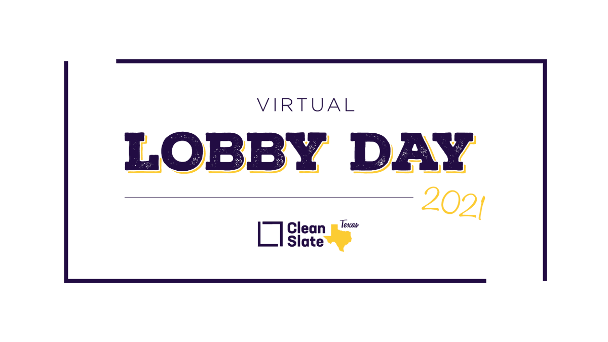 TexasCJE's tweet photo. Tomorrow, the #CleanSlateTX team is gathering for a virtual lobby day! This is an opportunity to learn more about #CleanSlate, which would provide meaningful second chances for so many Texans. More info here: https://t.co/v1yfsgagj2 #txlege #SecondChanceMonth https://t.co/GUYtAnyuUI
