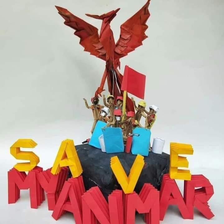 MMT200513's tweet photo. "Anti-Coup Paper toy strike" at Taunggyi made by youths. Please hear our voices of Myanmar.
#SaveMyanmar
#WhatsHappeningInMyanmar https://t.co/GPfPmDa3cU